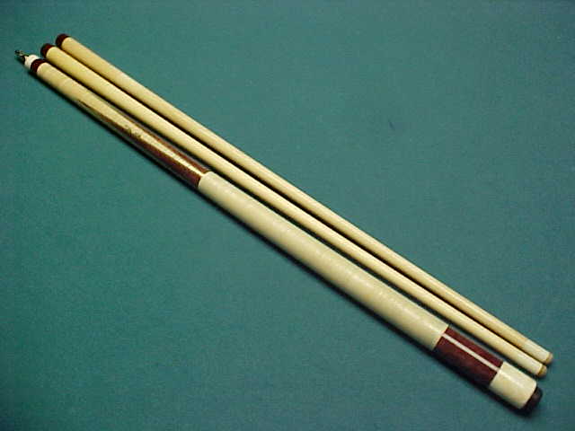 Curly maple forearm, purpleheart points/butt sleeve, white wrap & alt. ivory cap