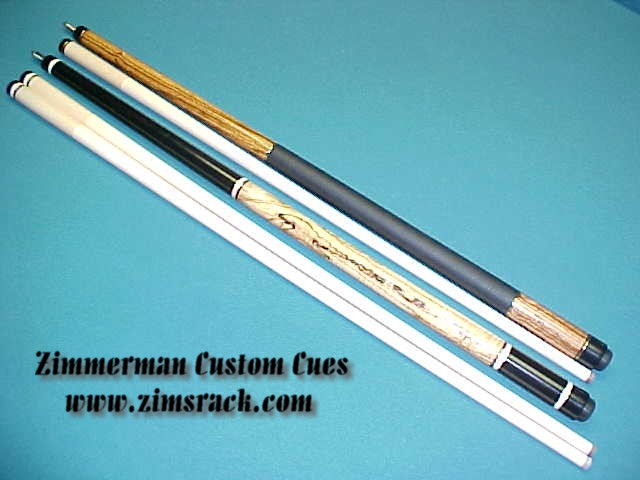 Zebrawood with leather wrap & spalted curly maple with ebony forearm/butt sleeve
